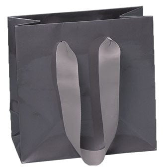 Laminated Manhattan Shopping Bags-Gloss-Pewter- 6.0 x 3.0 x 6.0