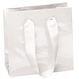 Laminated Manhattan Shopping Bags-Gloss-White- 6.0 x 3.0 x 6.0