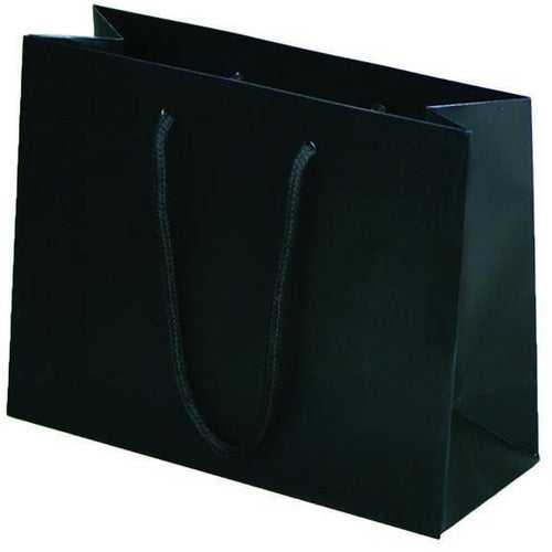 Paper Euro Tote Shopping Bags - Matte Black Cotton Rope Handles