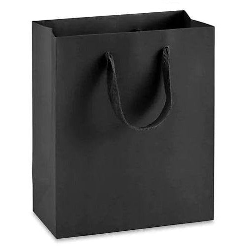 Manhattan Grosgrain Handle Shopping Bags-Black- 8.0 x 4.0 x 10.0 - Plastic Bag Partners-Retail Bags - Manhattan Bags