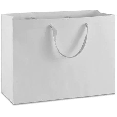 Manhattan Grosgrain Handle Shopping Bags-White- 16.0 x 6.0 x 12.0 - Plastic Bag Partners-Retail Bags - Manhattan Bags