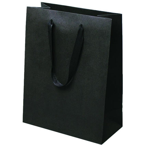 Manhattan Twill Handle Shopping Bags-Black- 10.0 x 5.0 x 13.0 - Plastic Bag Partners-Retail Bags - Manhattan Bags