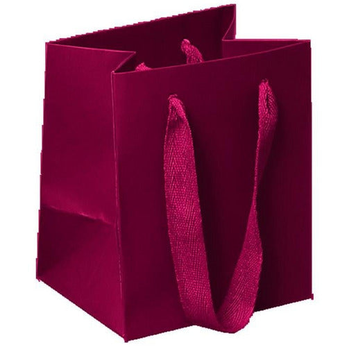 Manhattan Twill Handle Shopping Bags-Dark Red- 5.0 x 4.0 x 6.0 - Plastic Bag Partners-Retail Bags - Manhattan Bags