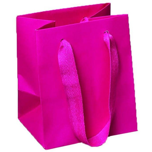 Manhattan Twill Handle Shopping Bags-Fuchsia - 5.0 x 4.0 x 6.0 - Plastic Bag Partners-Retail Bags - Manhattan Bags