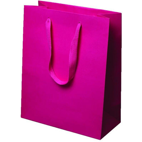 Manhattan Twill Handle Shopping Bags-Fuchsia - 8.0 x 4.0 x 10.0 - Plastic Bag Partners-Retail Bags - Manhattan Bags
