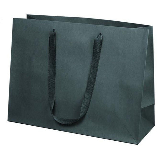 Manhattan Twill Handle Shopping Bags-Gray - 16.0 x 6.0 x 12.0 - Plastic Bag Partners-Retail Bags - Manhattan Bags