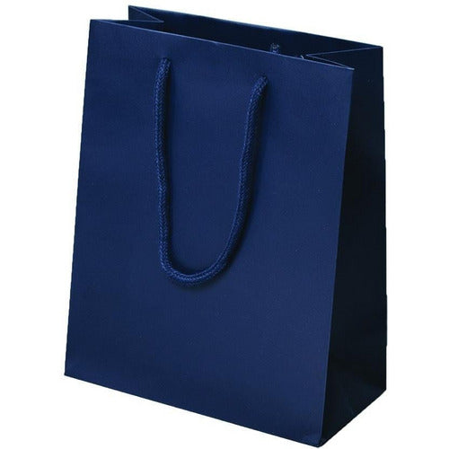 Navy Matte Rope Handle Euro-Tote Shopping Bags - 8.0 x 4.0 x 10.0 - Plastic Bag Partners-Retail Bags - Euro-Tote