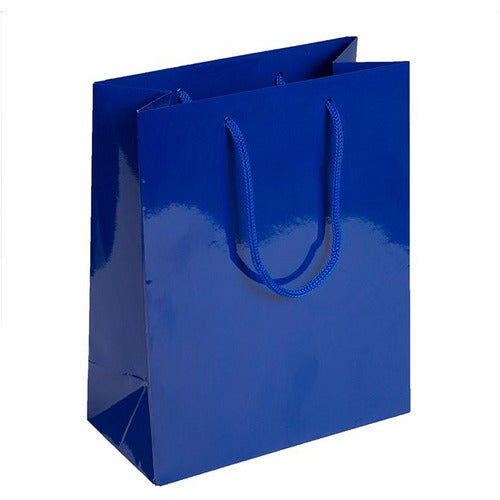 Royal Blue Glossy Rope Handle Euro-Tote Shopping Bags - 8.0 x 4.0 x 10.0 - Plastic Bag Partners-Retail Bags - Euro-Tote