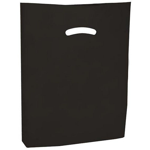 500 Blue Plastic Shopping Bags With Handles - 15x18x4 Inch Retail Merchandise Bags
