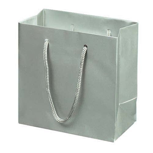 Platinum Matte Rope Handle Euro-Tote Shopping Bags - 6.5 x 3.5 x 6.5