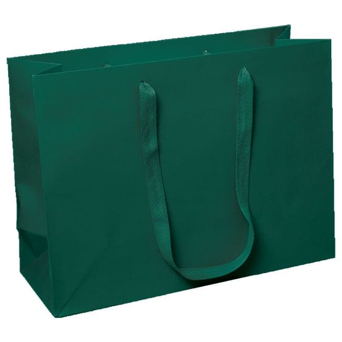 曼哈顿斜纹手提购物袋 - 云杉绿 - 16.0 x 6.0 x 12.0