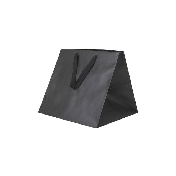 曼哈顿斜纹提手购物袋 - 黑色宽角板 - 12.5 x 12.0 x 12.0
