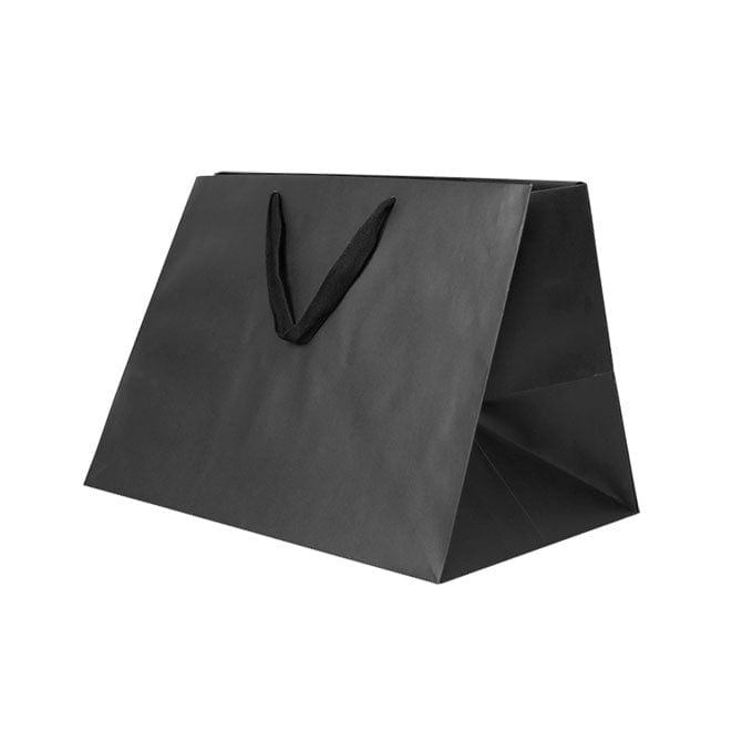 曼哈顿斜纹提手购物袋 - 黑色宽角板 - 16.0 x 12.0 x 11.0