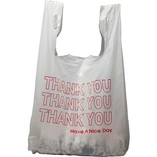 UMT Plastar 500 Count Thank You Plastic Bags, 12" X 6" X 22", 15 Mic Black Grocery Bags With Handles, Ideal For Restaurants, Retail, Grocery Stores, Takeout, Convenience Stores