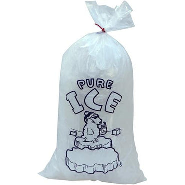 50 lb. Plastic Ice Bags & Ties - "PURE ICE" Polar Bear - Plastic Bag Partners-Ice Bags
