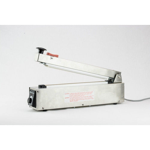 8" Stainless Steel Hand Operated Impulse Sealer with Trimmer -10mm Seal - Plastic Bag Partners-Heat Sealers - Stainless Steel Hand