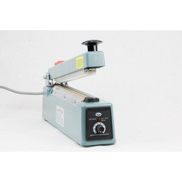 Seladora térmica de impulso manual de 5 mm com cortador para sacos e tubos de 8" de largura