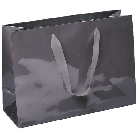 Sacolas de compras laminadas de Manhattan - brilhante-estanho - 12,5 x 4,5 x 9,0