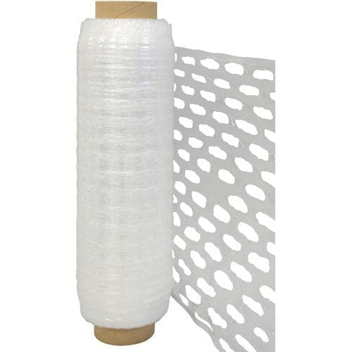 Envoltura para tarimas con film estirable ventilado - Agujeros grandes - 17 pulgadas x 1,500 pies - 4 rollos/caja