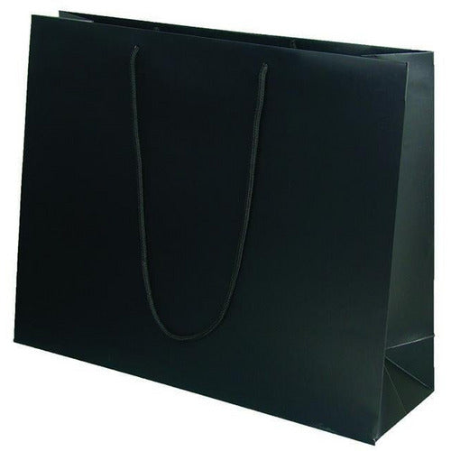 Black Matte Rope Handle Euro-Tote Shopping Bags - 20.0 x 6.0 x 16.0 - Plastic Bag Partners-Retail Bags - Euro-Tote