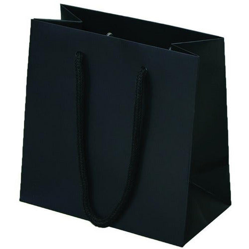 Black Matte Rope Handle Euro-Tote Shopping Bags - 6.5 x 3.5 x 6.5 - Plastic Bag Partners-Retail Bags - Euro-Tote