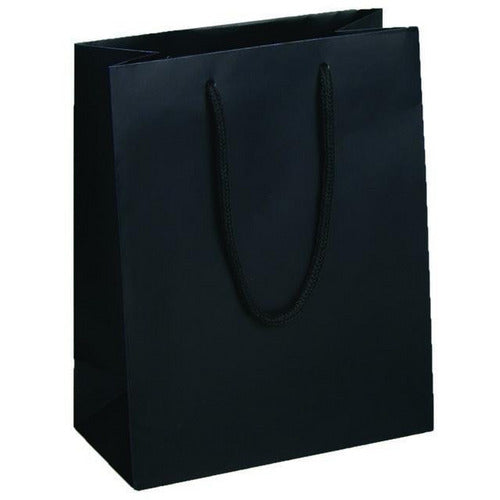 Black Matte Rope Handle Euro-Tote Shopping Bags - 8.0 x 4.0 x 10.0 - Plastic Bag Partners-Retail Bags - Euro-Tote
