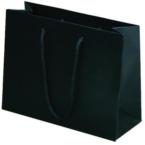 Black Matte Rope Handle Euro-Tote Shopping Bags - 9.0 x 3.5 x 7.0 - Plastic Bag Partners-Retail Bags - Euro-Tote
