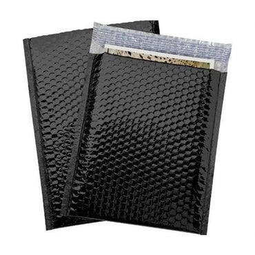 Black Metallic Color Bubble Mailer - 7.5 X 11 - 250 /CS - Plastic Bag Partners-Mailers - Metallic Bubble Mailers