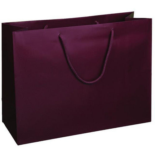 Burgundy Matte Rope Handle Euro-Tote Shopping Bags - 16.0 x 6.0 x 12.0 - Plastic Bag Partners-Retail Bags - Euro-Tote