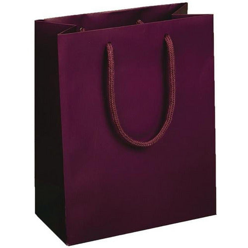 Burgundy Matte Rope Handle Euro-Tote Shopping Bags - 8.0 x 4.0 x 10.0 - Plastic Bag Partners-Retail Bags - Euro-Tote