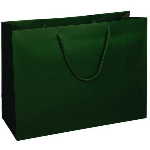 Dark Green Matte Rope Handle Euro-Tote Shopping Bags - 16.0 x 6.0 x 12.0 - Plastic Bag Partners-Retail Bags - Euro-Tote