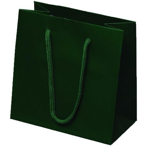 Dark Green Matte Rope Handle Euro-Tote Shopping Bags - 6.5 x 3.5 x 6.5 - Plastic Bag Partners-Retail Bags - Euro-Tote