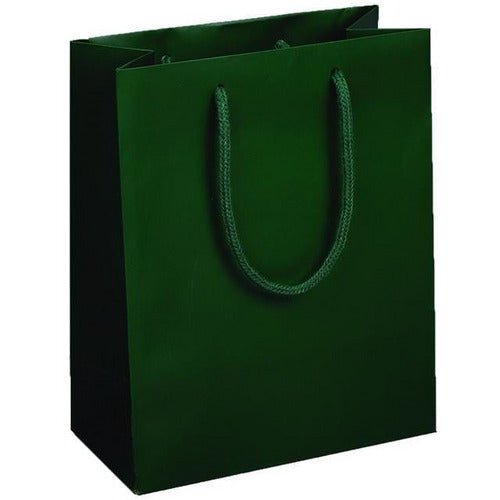Dark Green Matte Rope Handle Euro-Tote Shopping Bags - 8.0 x 4.0 x 10.0 - Plastic Bag Partners-Retail Bags - Euro-Tote