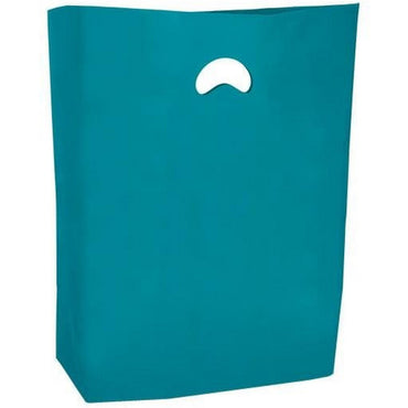 High Density Die Cut Handle Merchandise Bags - 16" x 4" x 24" - (Teal) - Plastic Bag Partners-Retail Bags - Die Cut Handle