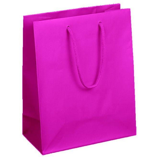 Hot Pink Matte Rope Handle Euro-Tote Shopping Bags - 8.0 x 4.0 x 10.0 - Plastic Bag Partners-Retail Bags - Euro-Tote