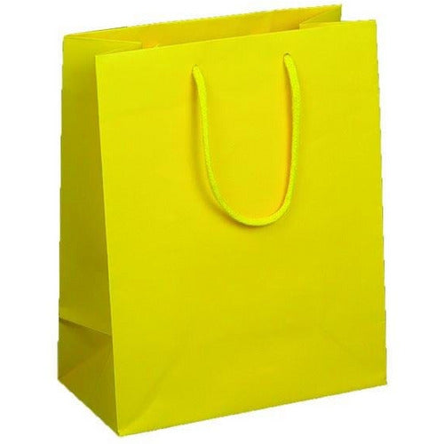 Lemon (Sunrise) Matte Rope Handle Euro-Tote Shopping Bags - 8.0 x 4.0 x 10.0 - Plastic Bag Partners-Retail Bags - Euro-Tote