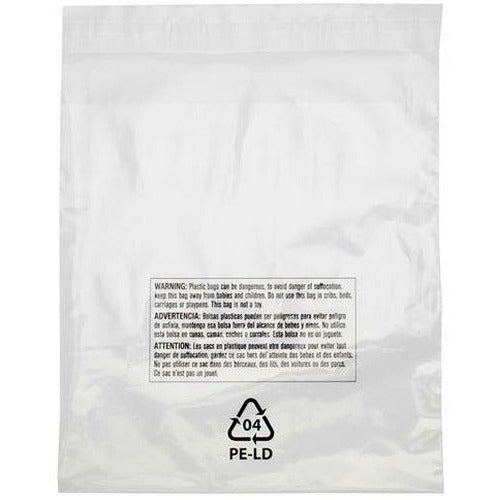 Lip & Tape Self Sealing Suffocation Warning Bags (Vented) 10 x 15 x 1.5 mil - Plastic Bag Partners-Suffocation - Lip + Tape