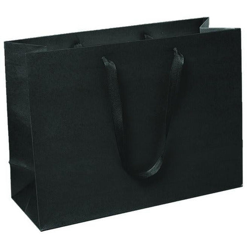 Manhattan Twill Handle Shopping Bags-Black - 16.0 x 6.0 x 12.0 - Plastic Bag Partners-Retail Bags - Manhattan Bags