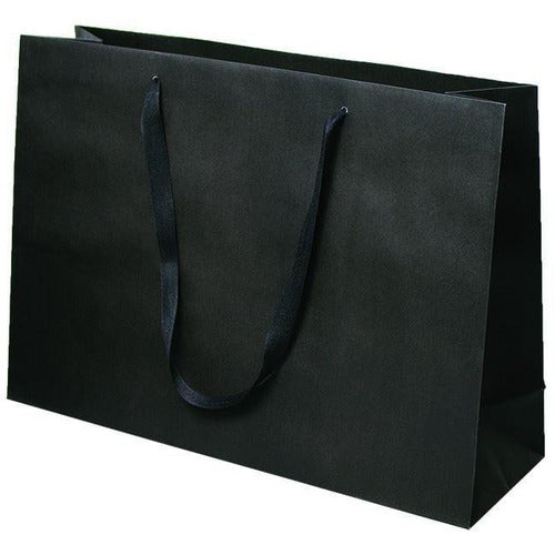 Manhattan Twill Handle Shopping Bags-Black - 20.0 x 6.0 x 14.0 - Plastic Bag Partners-Retail Bags - Manhattan Bags