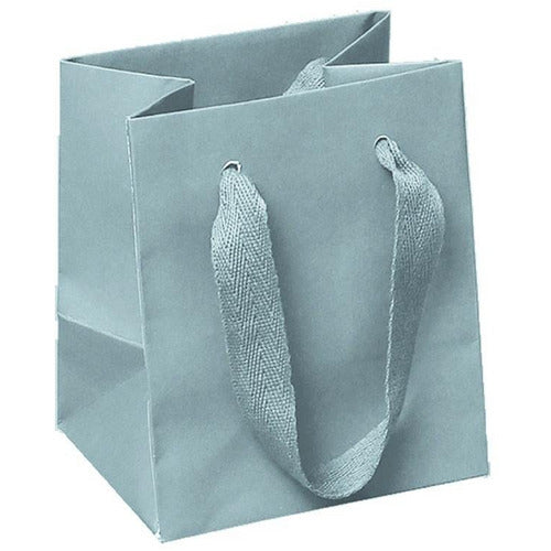 Manhattan Twill Handle Shopping Bags-Light Gray - 5.0 x 4.0 x 6.0 - Plastic Bag Partners-Retail Bags - Manhattan Bags
