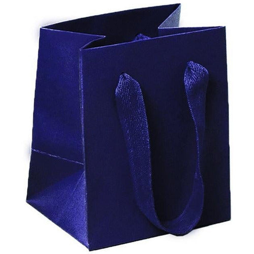 Manhattan Twill Handle Shopping Bags-Navy Recycled - 5.0 x 4.0 x 6.0 - Plastic Bag Partners-Retail Bags - Manhattan Bags