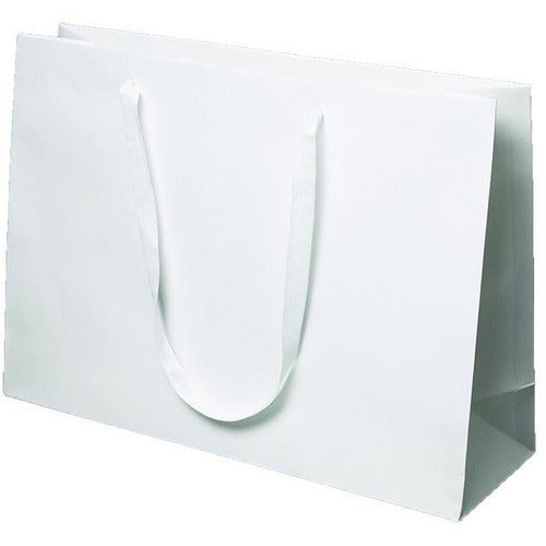 Manhattan Twill Handle Shopping Bags-White- 20.0 x 6.0 x 14.0 - Plastic Bag Partners-Retail Bags - Manhattan Bags