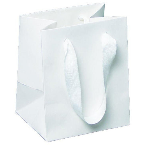 Manhattan Twill Handle Shopping Bags-White - 5.0 x 4.0 x 6.0 - Plastic Bag Partners-Retail Bags - Manhattan Bags
