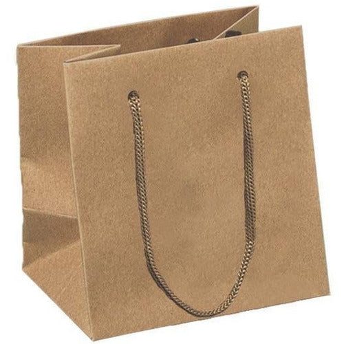 Natural Kraft Paper Euro-Tote Shopping Bags - 6.50 x 3.50 x 6.50 - Plastic Bag Partners-Retail Bags - Euro-Tote