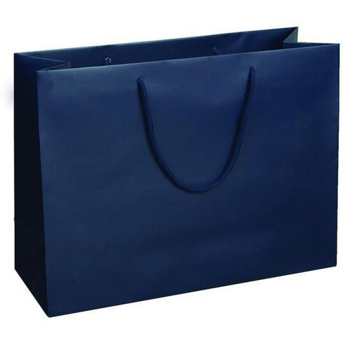 Navy Matte Rope Handle Euro-Tote Shopping Bags - 16.0 x 6.0 x 12.0 - Plastic Bag Partners-Retail Bags - Euro-Tote