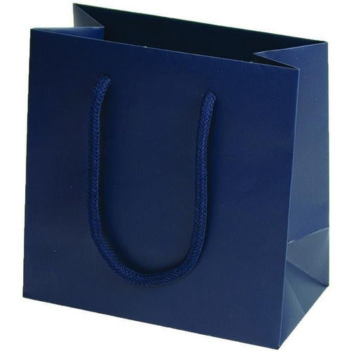 Navy Matte Rope Handle Euro-Tote Shopping Bags - 6.5 x 3.5 x 6.5 - Plastic Bag Partners-Retail Bags - Euro-Tote
