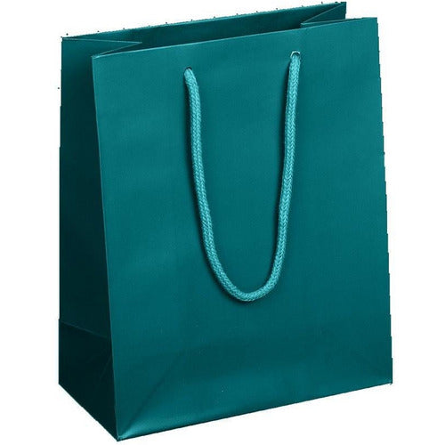 Peacock Matte Rope Handle Euro-Tote Shopping Bags - 8.0 x 4.0 x 10.0 - Plastic Bag Partners-Retail Bags - Euro-Tote