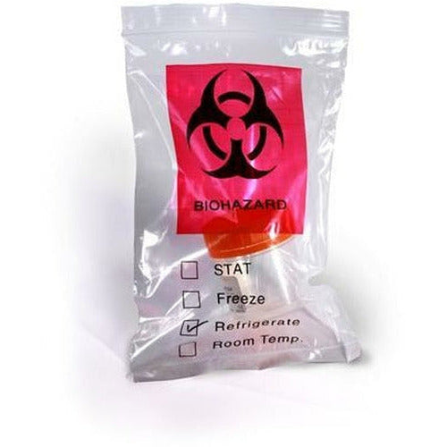 Reclosable Biohazard 3 Wall Specimen Bags. - 12 x 15 x 2 mil - Plastic Bag Partners-Medical Bags - Biohazard Specimen Bags