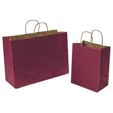 Recycled Burgundy Kraft Shopping Bags. - 16.00" x 6.00" x 12.00" - Plastic Bag Partners-Retail Bags - Kraft