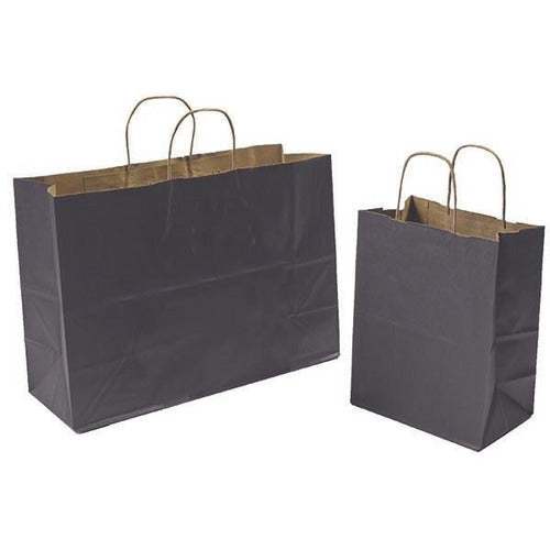 Recycled Charcoal Gray Kraft Petite Shopping Bags. - 8.00" x 4.75" x 10.25" - Plastic Bag Partners-Retail Bags - Kraft